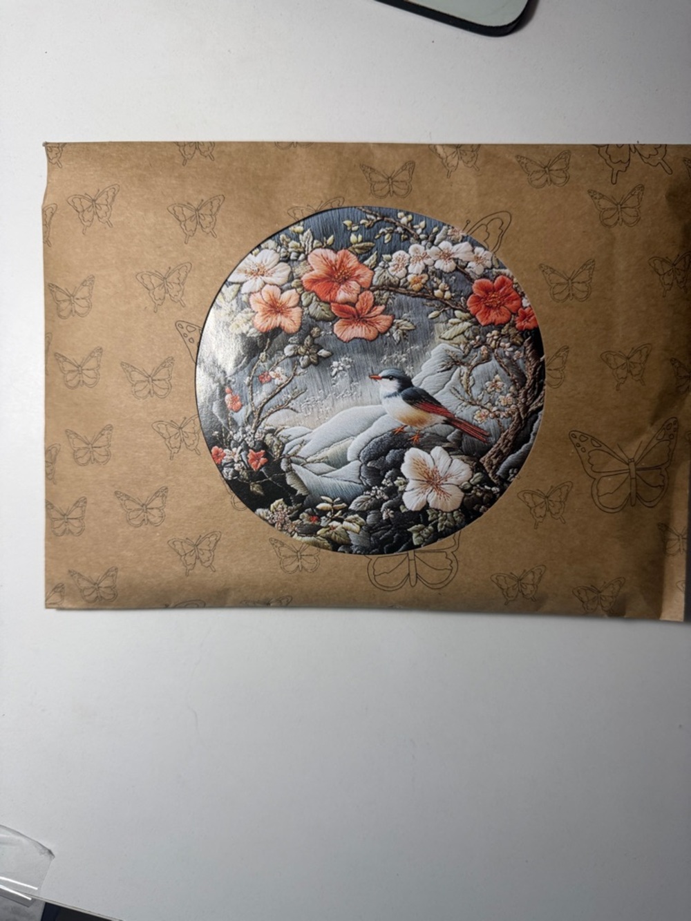 Circular Floral Bird crewel kit